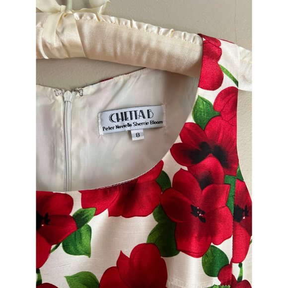 90s Cheeta B / Silk Roses / Party Dress - Picture 3 of 5